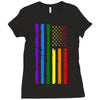 rainbow american flag Ladies Fitted T-Shirt