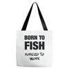 born to fish forced to work Tote Bags