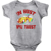 in rust we trust  rat beetle hot rod Baby Bodysuit