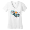 astronaut dog Women's V-Neck T-Shirt