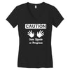 caution! jazz handsfunny jazz dance comic boogie camp trumpet Women's V-Neck T-Shirt