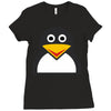 penguin face Ladies Fitted T-Shirt