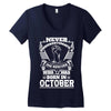 Never Underestimate Dog Rescuer Who Was Born October Women's V-Neck T-Shirt