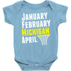 January February Michigan April - March Madness Basketball Baby Bodysuit