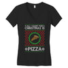 All I Want For Christmas Is Pizza Ugly Christmas For Dark Women's V-Neck T-Shirt