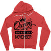 Queens Are Born In November Zipper Hoodie