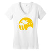beach silhouette birds sand sunset Women's V-Neck T-Shirt
