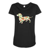 dachshund flower Maternity Scoop Neck T-shirt