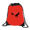noel dinosaur Drawstring Bags