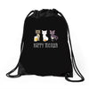 happy meowr Drawstring Bags