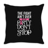 the fight ain't over so the party don't stop black Throw Pillow