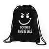 boobies make me smile Drawstring Bags