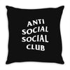 anti social social club White logo Throw Pillow
