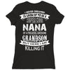 Super Cool Nana Of A Freaking Awesome Grandson Ladies Fitted T-Shirt