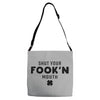 Shut Your Fook'n Mouth, Shut Your Fookin Mouth, you'll do nothing, con Adjustable Strap Totes