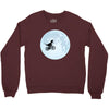 Biker Dinosaur - Dinosaur Riding A Bike To The Moon Crewneck Sweatshirt