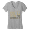 coffee then motorcycles Women's V-Neck T-Shirt