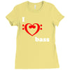 i love heart bass guitar music Ladies Fitted T-Shirt