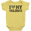 i love my soldier regular camouflage Baby Bodysuit