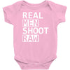 real men shoot raw funny photography Baby Onesie