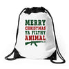 Merry Christmas Ya Filthy Animal Drawstring Bags