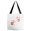 bloody hand print funny zombie kill undead blood horror killer Tote Bags