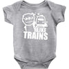 i like trains Baby Onesie