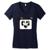 panda pixel Women's V-Neck T-Shirt