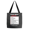 funny stag night checklist, ideal gift, christmas present Tote Bags