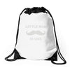 little man mustache first Drawstring Bags