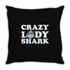 crazy lady shark Throw Pillow