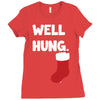 well hung endowed christmas stocking funny Ladies Fitted T-Shirt