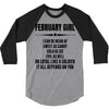 Super February Girl 3/4 Sleeve Shirt