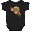 women's sugar skull purple Baby Bodysuit