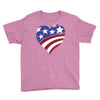 disstressed america flag heart Youth Tee
