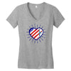 heart us flag 4th july fredom america usa Women's V-Neck T-Shirt
