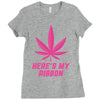 Support Breast Cancer Awareness With A Pink Cannabis Leaf Ladies Fitted T-Shirt
