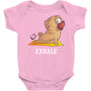 yoga pug exhale Baby Bodysuit