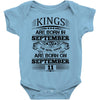 Real Kings Are Born On September 11 Baby Onesie