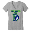 she wants the d seattle Women's V-Neck T-Shirt