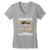 february  girl is a perfect combination of princess and warrior Women's V-Neck T-Shirt