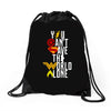 you can't save the world alone Drawstring Bags