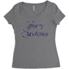 merry christmas colorful glitter Women's Triblend Scoop T-shirt