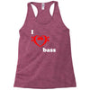 i love heart bass guitar music Racerback Tank