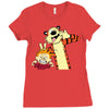 Calvin and hobbes Ladies Fitted T-Shirt