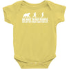 be nice to fat people bear chase funny pub joke Baby Bodysuit