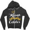 kings are born in october Zipper Hoodie