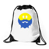 bearded smiley face Drawstring Bags