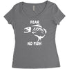 fear no fish bone skeleton Women's Triblend Scoop T-shirt