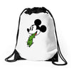 mickey puke Drawstring Bags